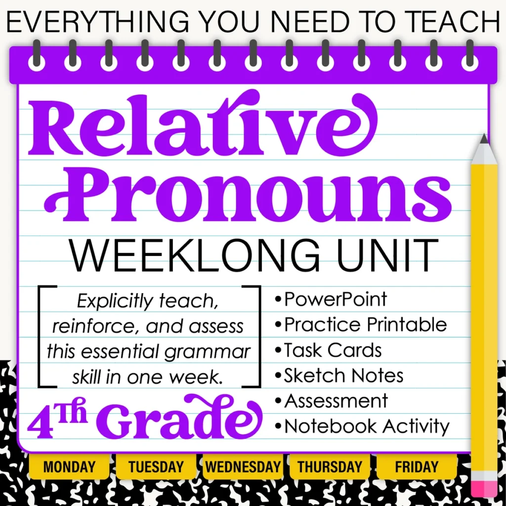 4th Grade Grammar Unit: Relative Pronouns