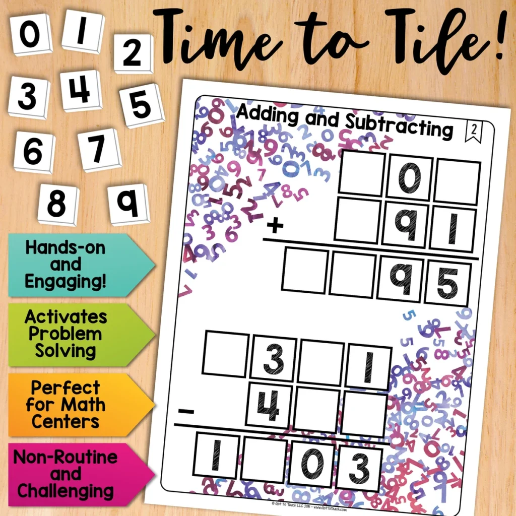 Adding and Subtracting Math Centers Math Tiles