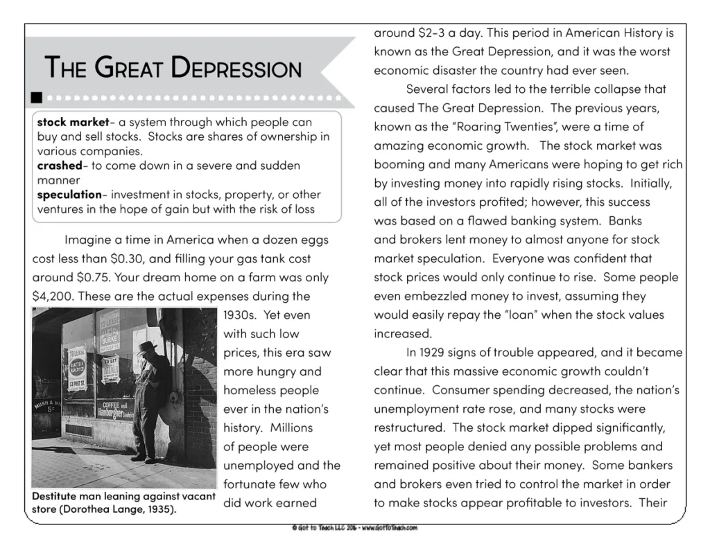 Close Reading and Fluency Practice FDR & The Great Depression — Image 4