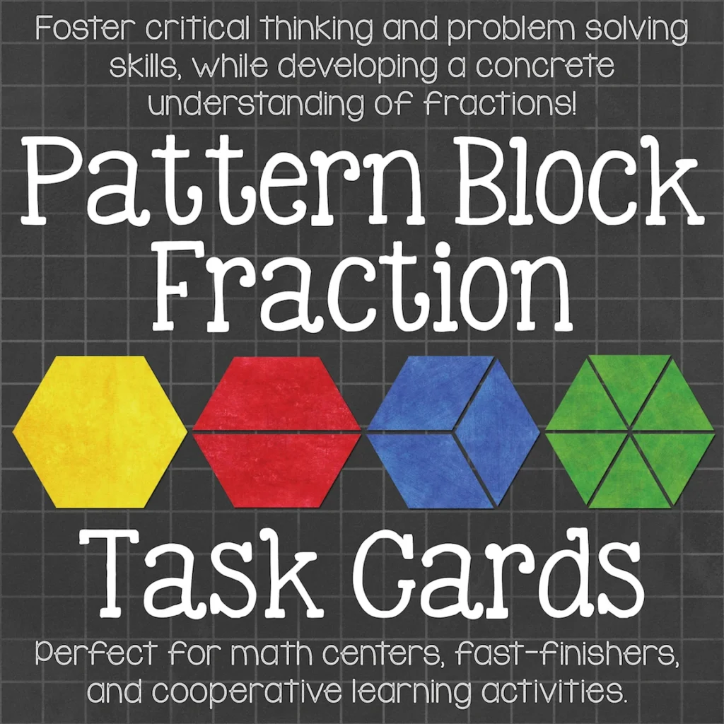 Pattern Block Fraction Task Cards Math Centers