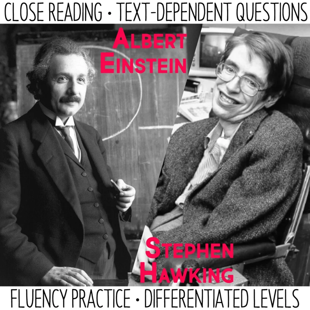 Close Reading and Fluency Practice  Albert Einstein & Stephen Hawking