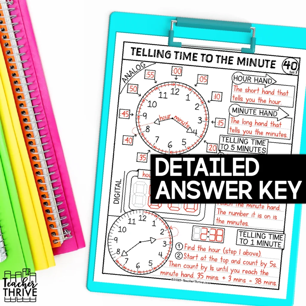 3rd Grade Math Telling Time to The Minute Sketch Notes Doodle Page — Image 4