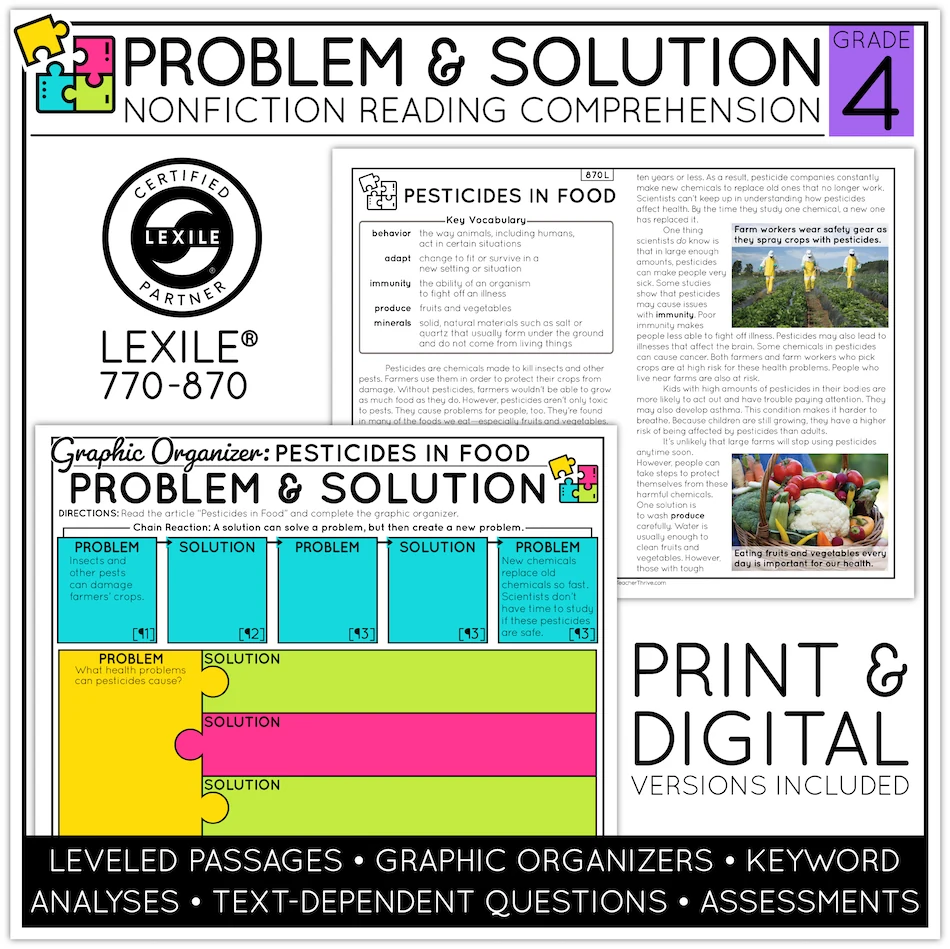 4th Grade Problem and Solution Nonfiction Text Reading Comprehension Passages