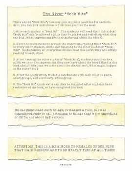 "Book Bits": a Fun Pre-reading Activity for The Giver — Image 2