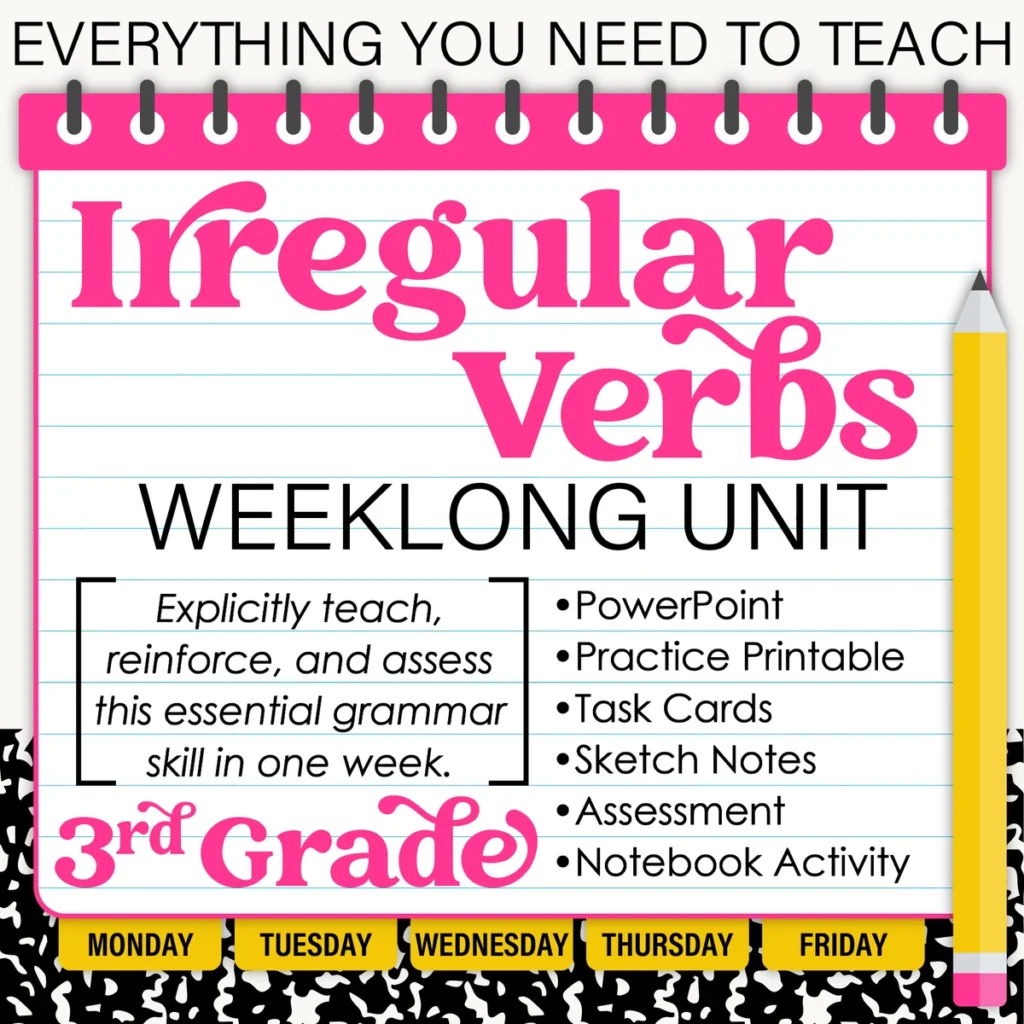 3rd Grade Grammar Unit: Irregular Verbs