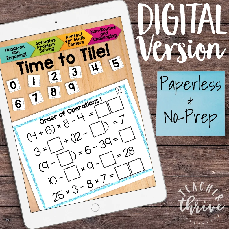 Order of Operations 1 [Without Exponents] Math Centers Math Tiles — Image 2