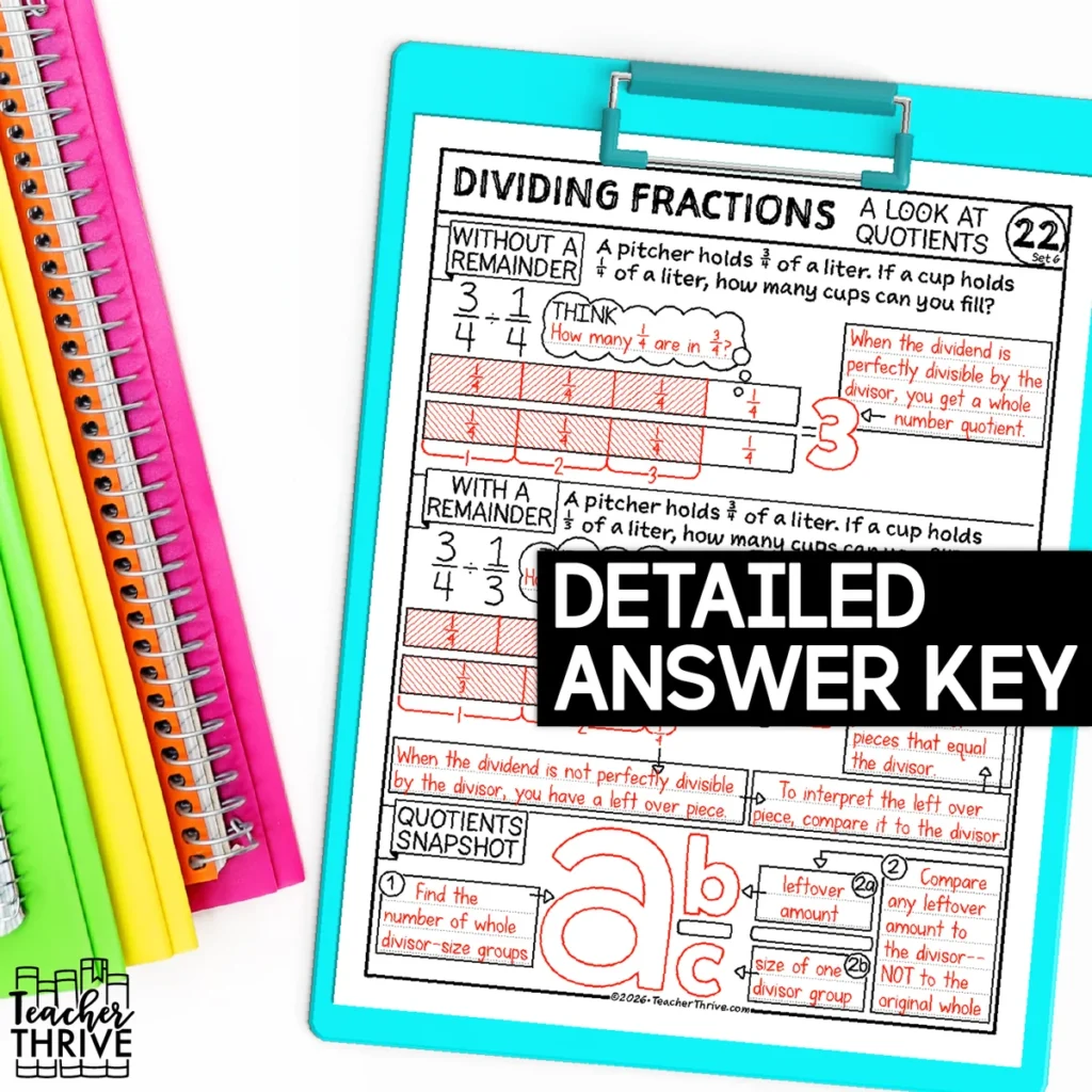 6th Grade Math Divide Fractions Focus on Quotients Sketch Notes Doodle Page — Image 4