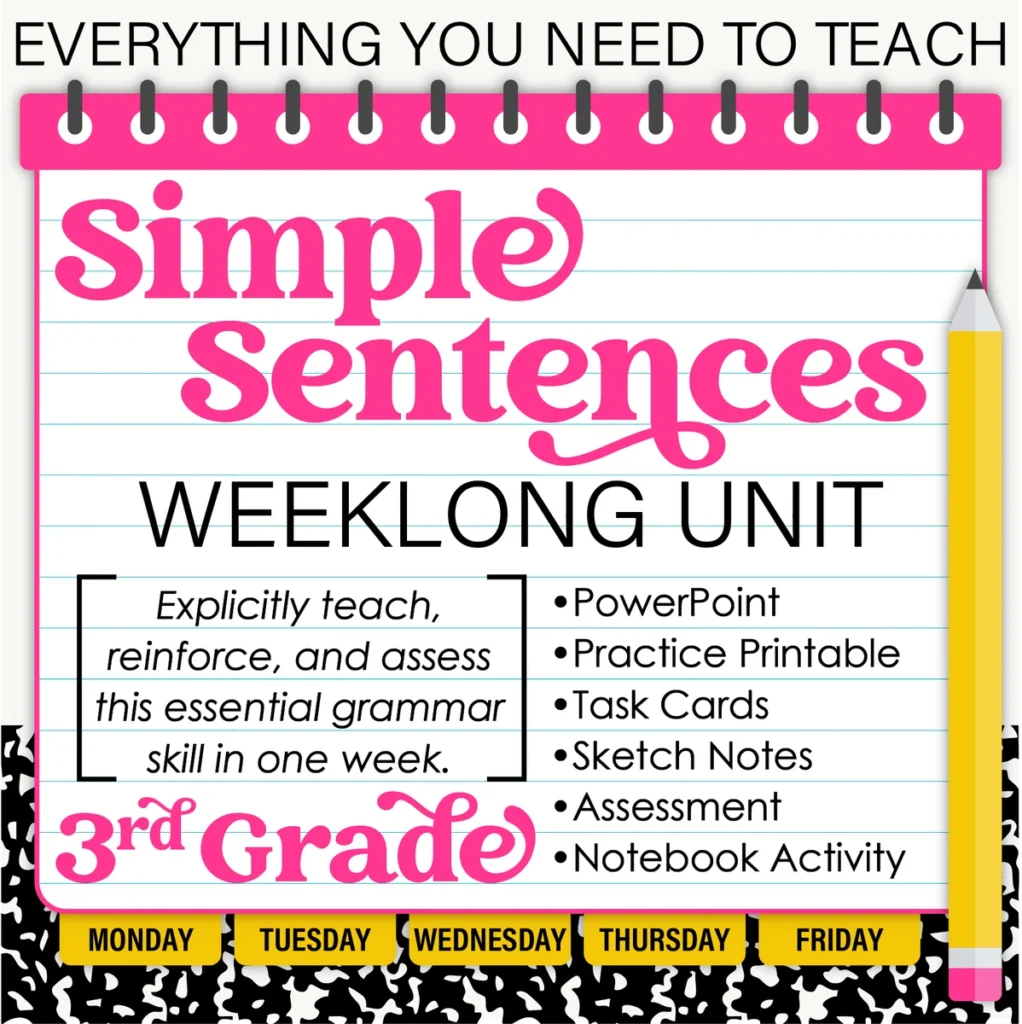 3rd Grade Grammar Unit: Simple Sentences