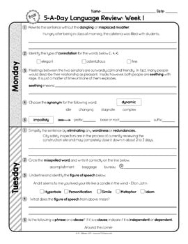 7th Grade Daily Grammar Language Spiral Review Morning Work [Editable] Test Prep — Image 3
