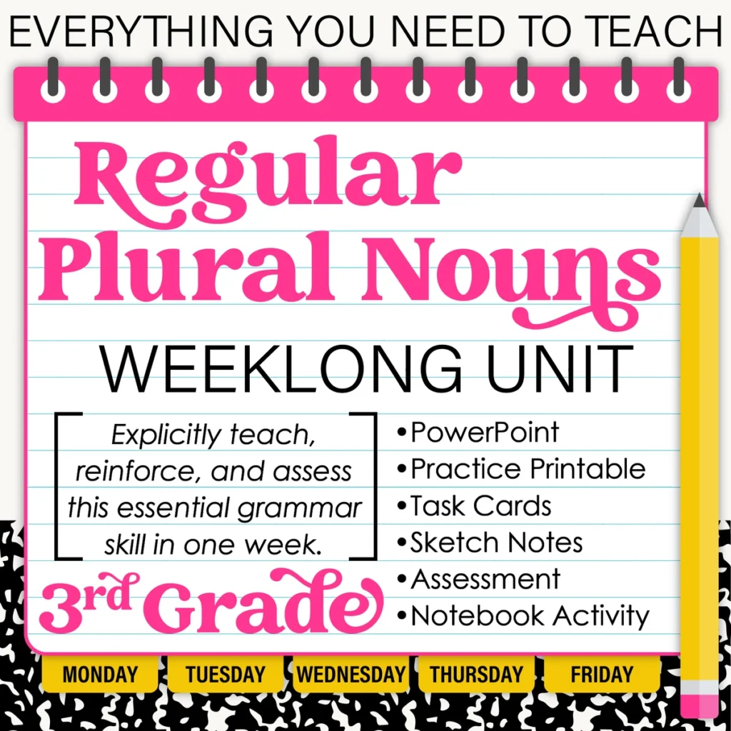 3rd Grade Grammar Unit: Regular Plural Nouns