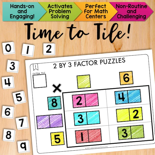 3 by 2 Factor Puzzles Math Centers Math Tiles