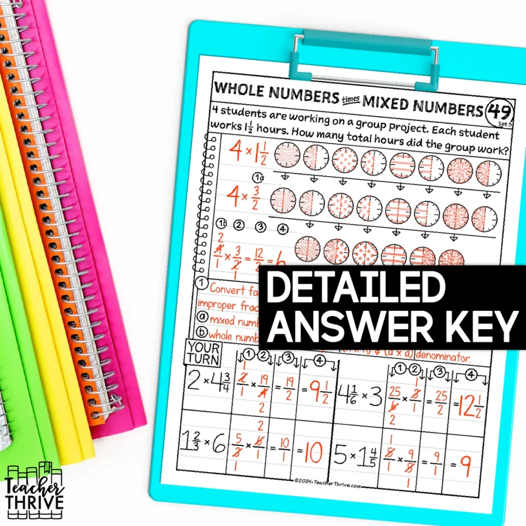 5th Grade Math Multiply Whole Numbers and Mixed Numbers Doodle Page Sketch Notes — Image 4