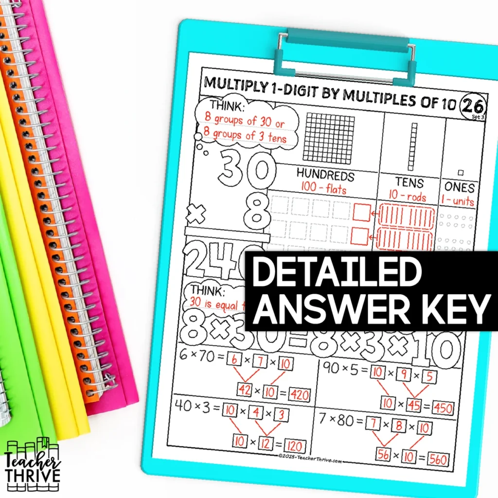 3rd Grade Math Multiply 1-Digit by Multiples of 10 Sketch Notes Doodle Page — Image 4