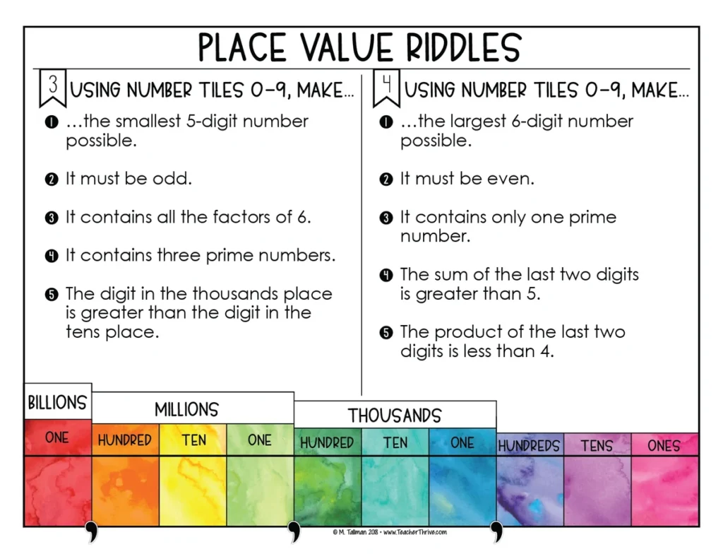 Place Value Riddles Math Centers Math Tiles — Image 3