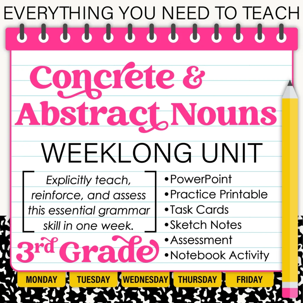 3rd Grade Grammar Unit: Concrete and Abstract Nouns