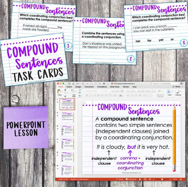4th Grade Grammar: Compound Sentences & Coordinating Conjunctions — Image 3