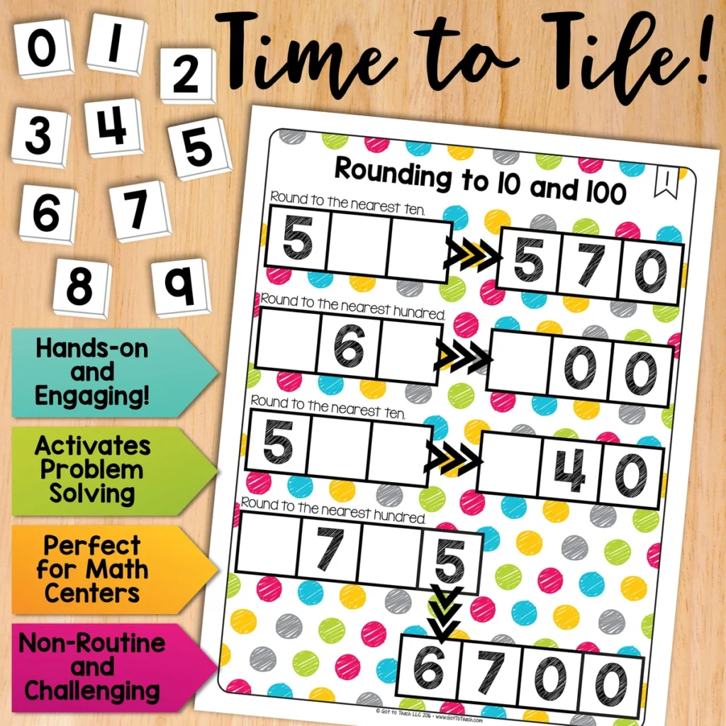 Rounding to 10 and 100 Math Centers Math Tiles