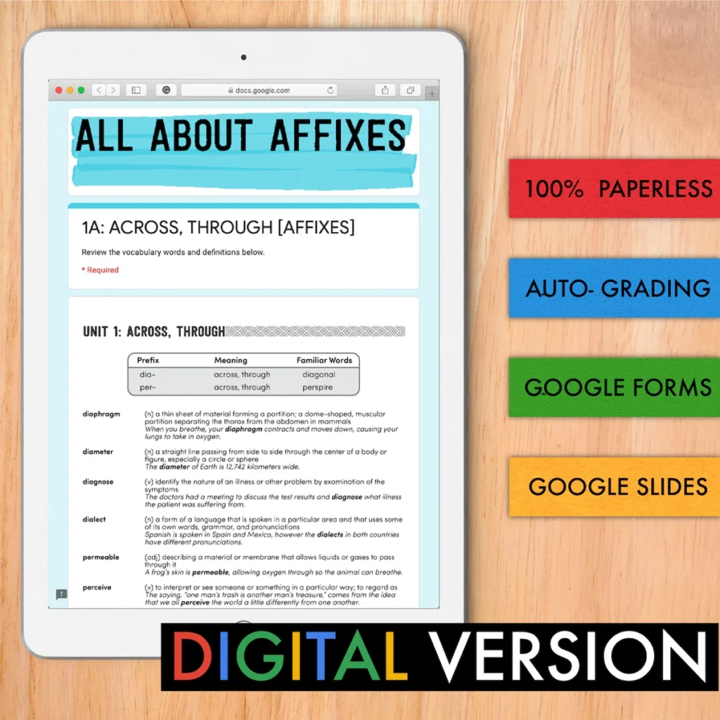Prefixes and Suffixes Word Work Morphology [DIGITAL]