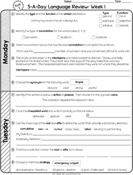 8th Grade Daily Grammar Language Spiral Review Morning Work [Editable] Test Prep — Image 3