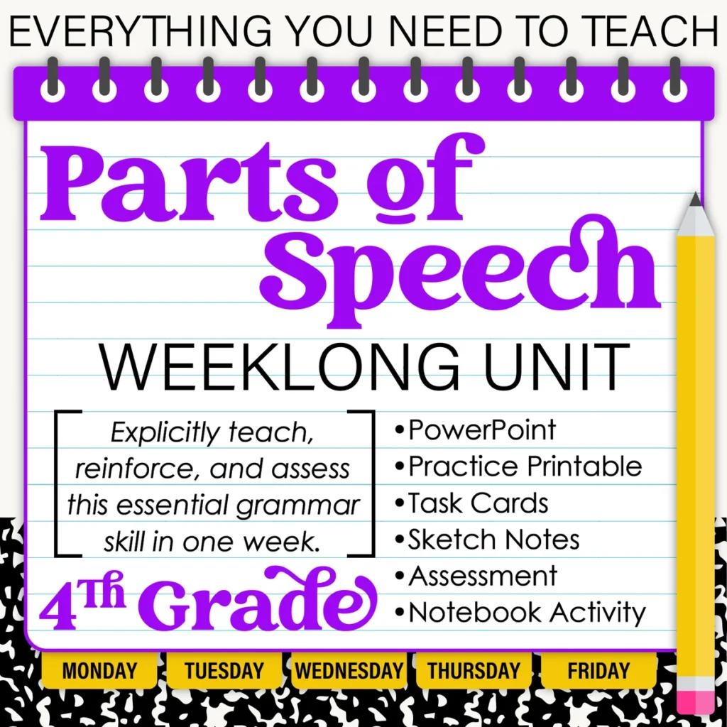4th Grade Grammar Unit: Parts of Speech