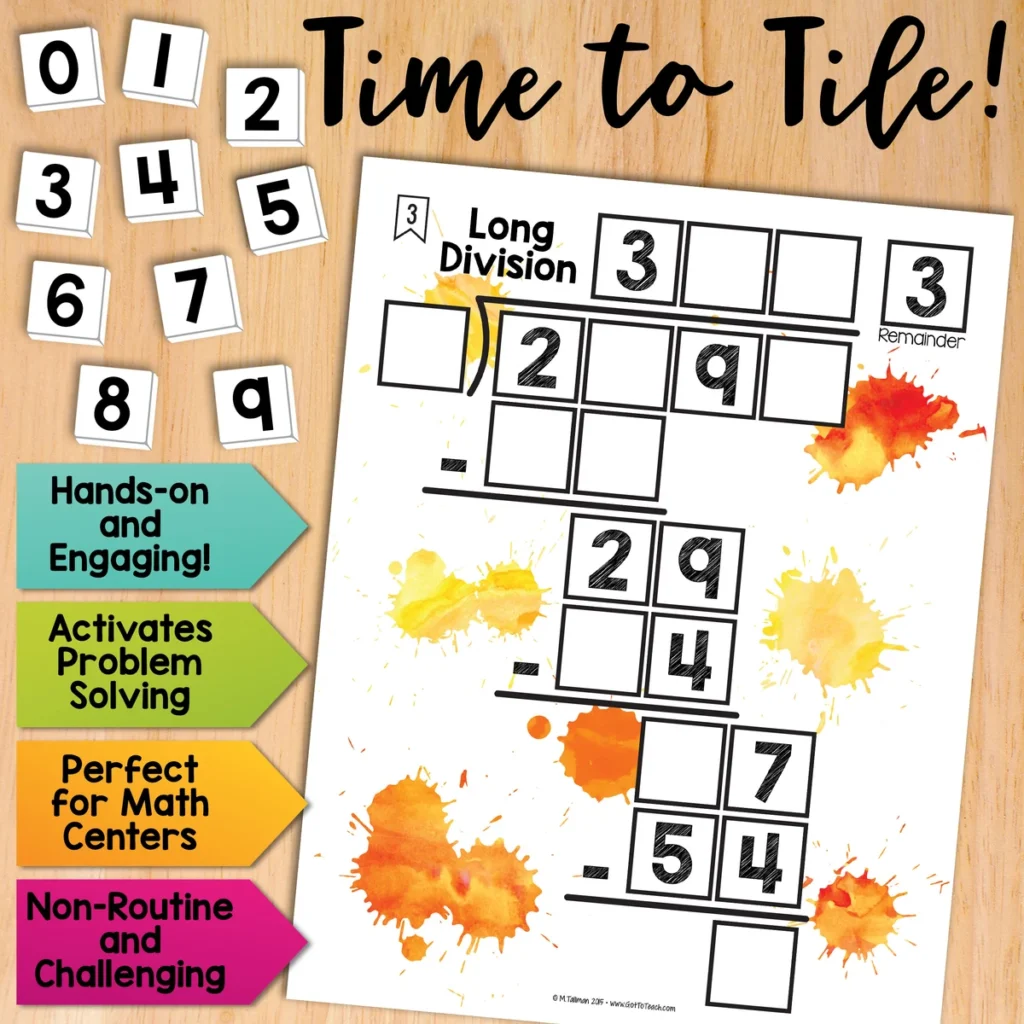 Long Division Math Centers Math Tiles