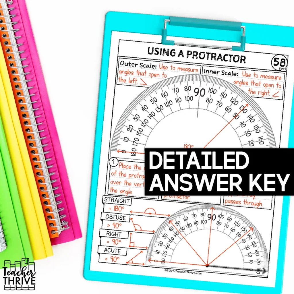 4th Grade Math Measuring Angles with a Protractor Doodle Page Sketch Notes — Image 4