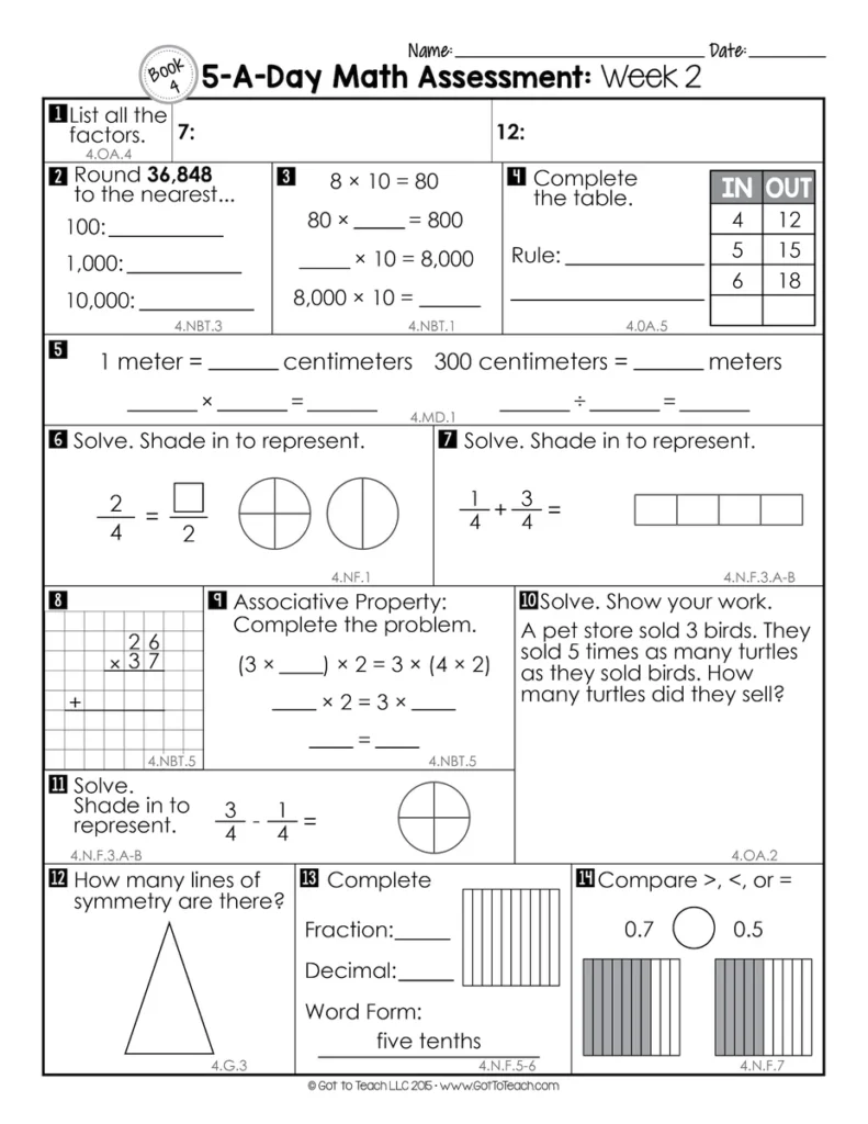 4th Grade MATH Weekly Assessments Math Quizzes [Editable] Test Prep — Image 4