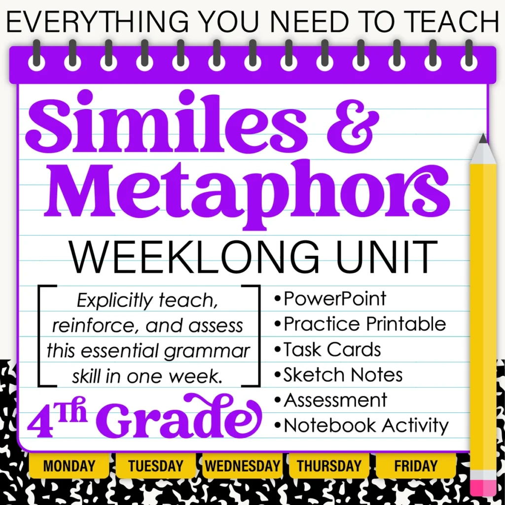 4th Grade Grammar Unit: Similes and Metaphors