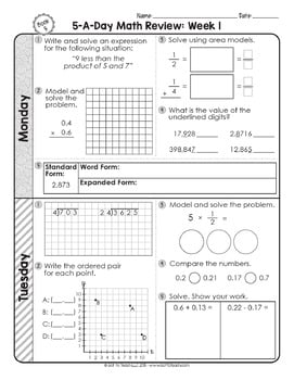 5th Grade Daily MATH Spiral Review Morning Work [Editable] Test Prep — Image 2