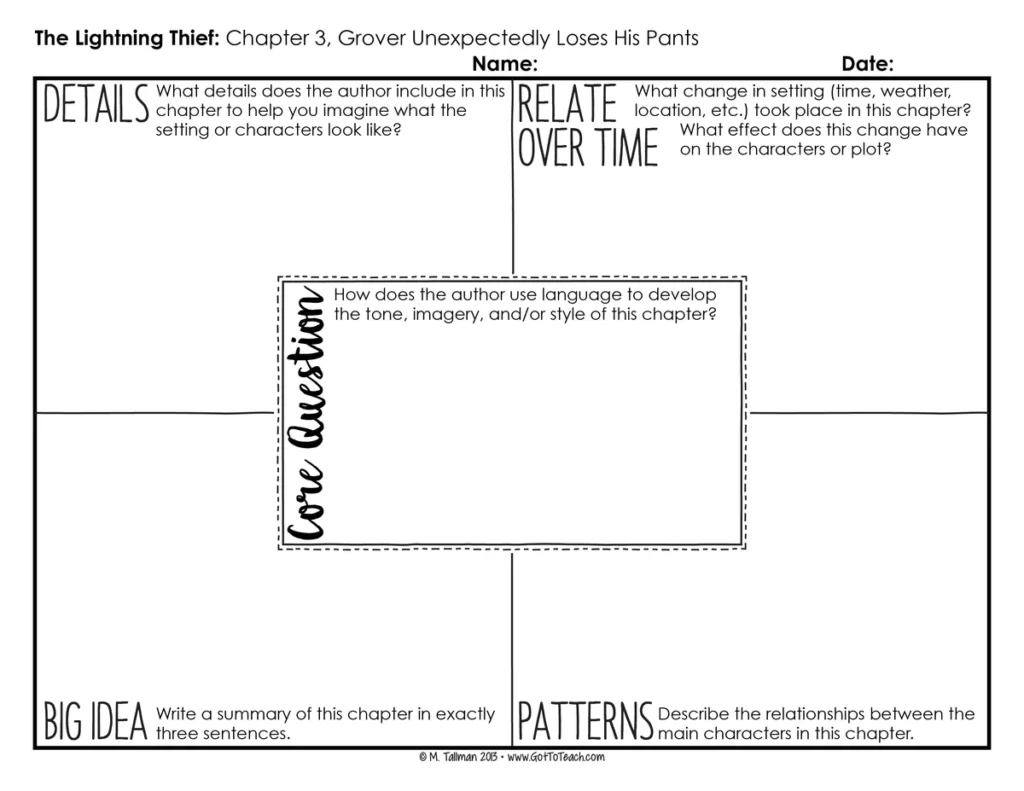 Depth and Complexity Novel Study for The Lightning Thief — Image 4