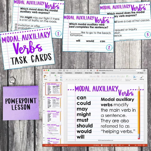 4th Grade Grammar Unit: Modal Auxiliary Verbs (Helping Verbs) — Image 3