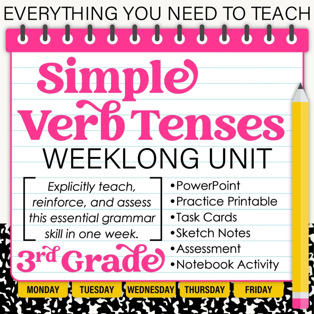 3rd Grade Grammar Unit: Simple Verb Tenses