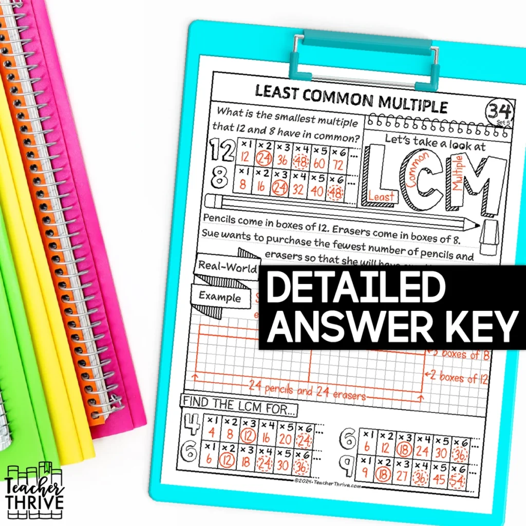 5th Grade Math Least Common Multiple Doodle Page Sketch Notes — Image 4