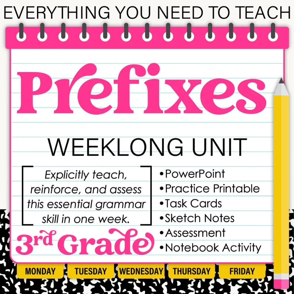 3rd Grade Grammar Unit: Prefixes