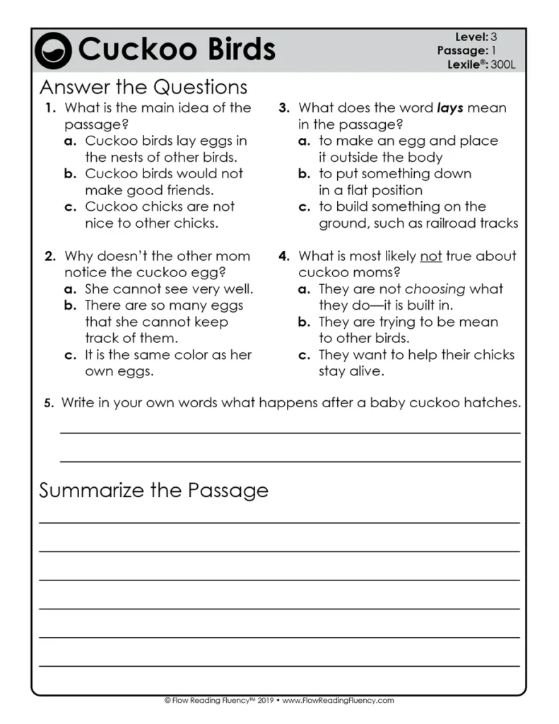 Reading Fluency and Reading Comprehension Level 3 (300L-400L) — Image 3