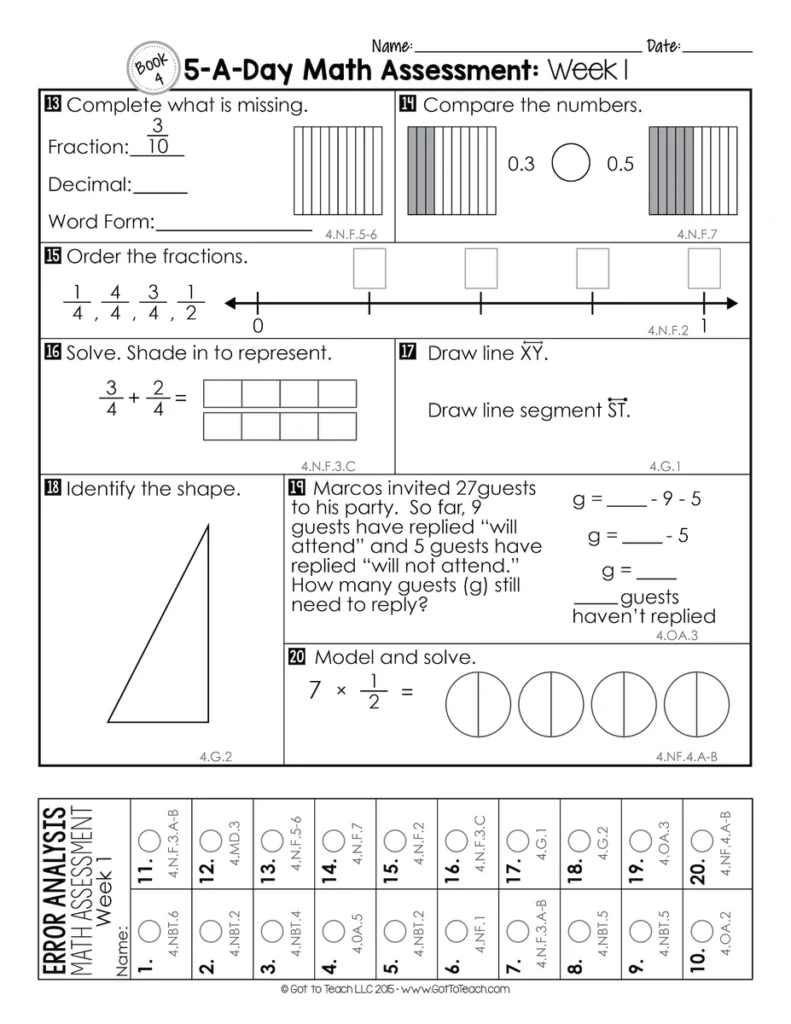 4th Grade MATH Weekly Assessments Math Quizzes [Editable] Test Prep — Image 3