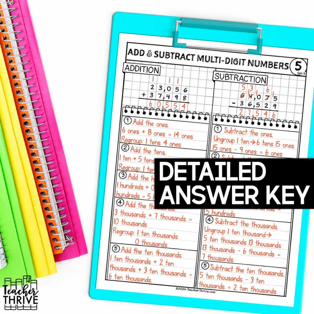 5th Grade Add and Subtract Multi-Digit Numbers Doodle Page Sketch Notes — Image 4