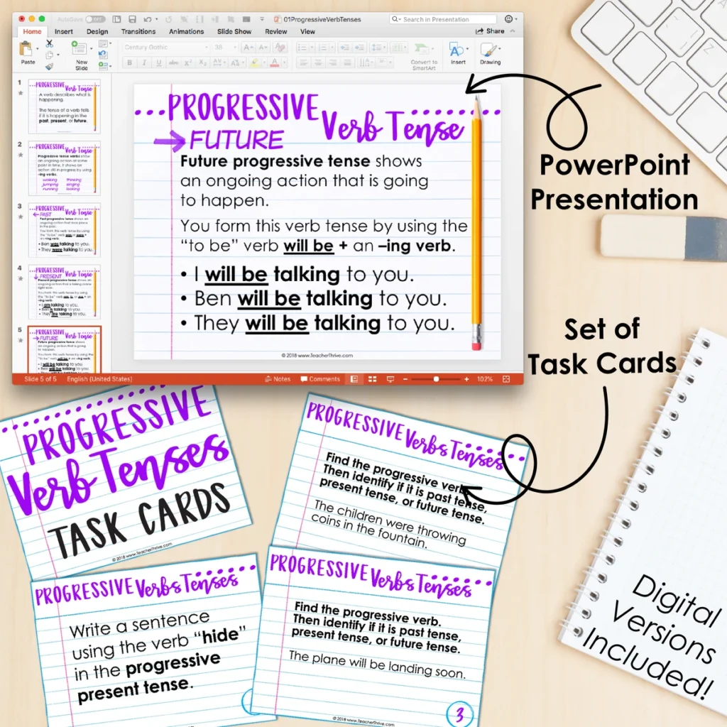 4th Grade Grammar Unit: Progressive Verb Tenses — Image 3