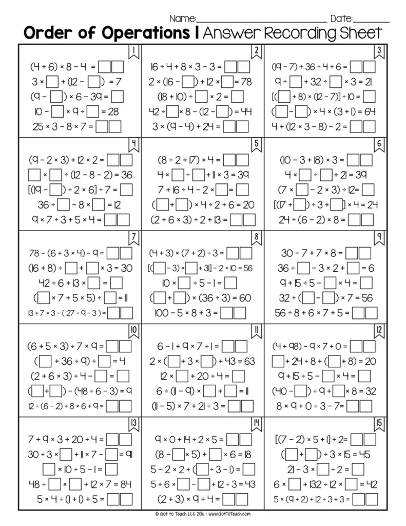 Order of Operations 1 [Without Exponents] Math Centers Math Tiles — Image 4