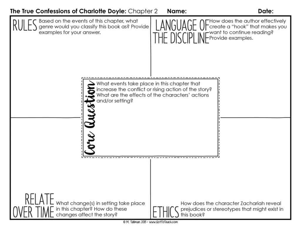 Depth and Complexity Novel Study for The True Confessions of Charlotte Doyle — Image 3