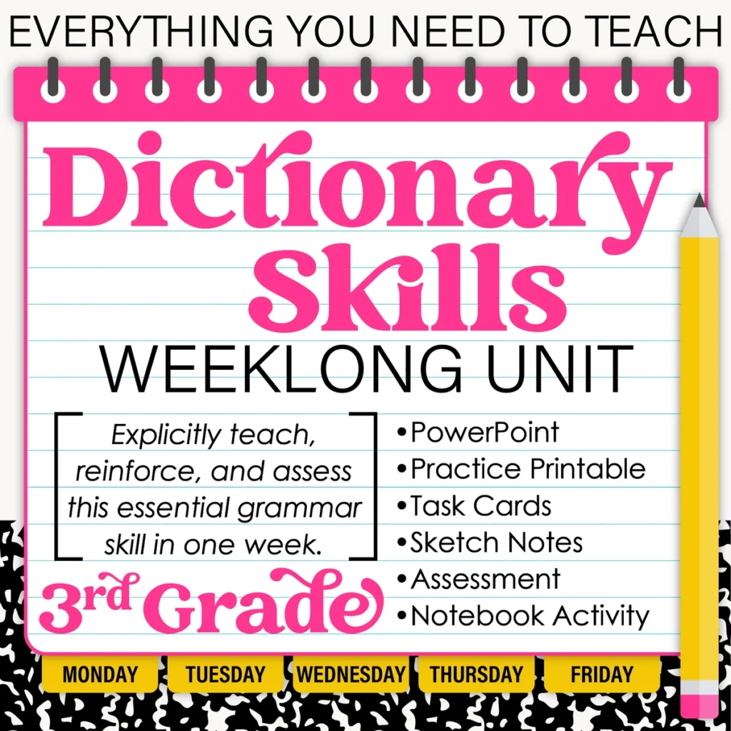 3rd Grade Grammar Unit: Dictionary Skills