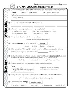 7th Grade Daily Grammar Language Spiral Review Morning Work [Editable] Test Prep — Image 4