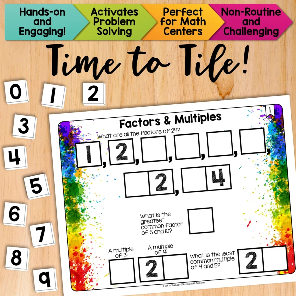 Greatest Common Factor and Least Common Multiple Math Centers Math Tiles