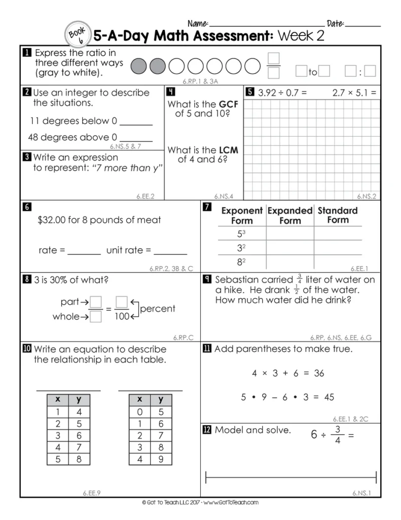 6th Grade MATH Weekly Assessments Math Quizzes [EDITABLE] Test Prep — Image 4