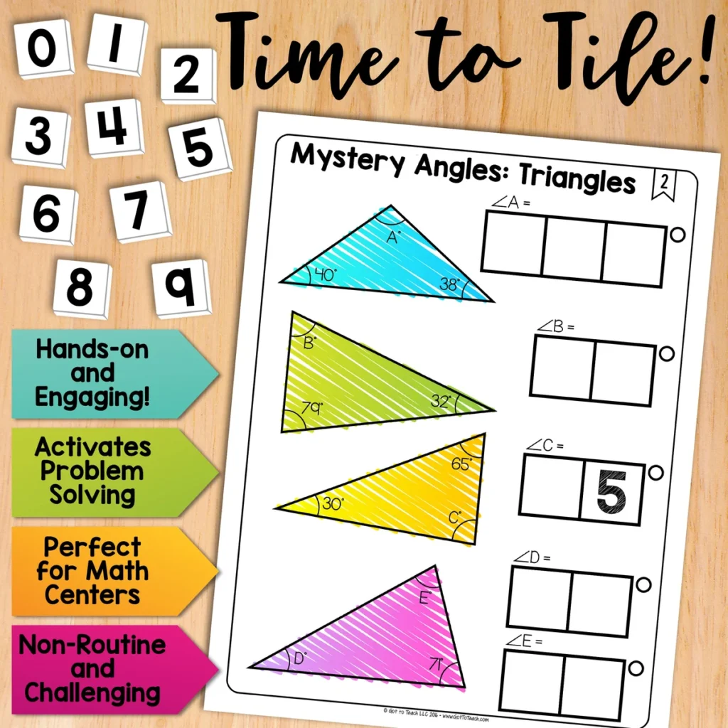 Mystery Angles (Triangles) Math Centers Math Tiles