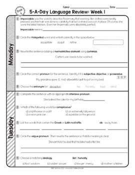 6th Grade Daily MATH and GRAMMAR Spiral Review Bundle Test Prep — Image 2
