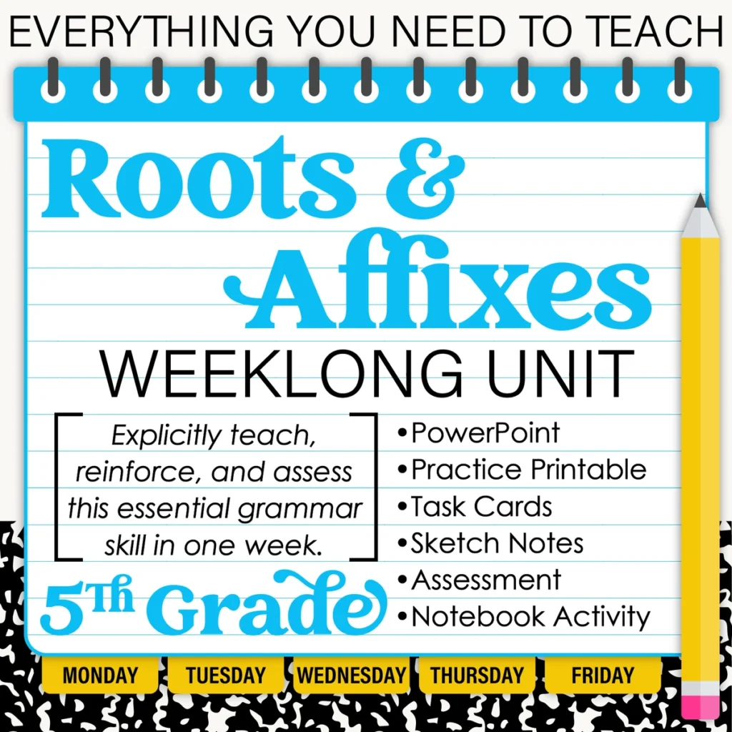 5th Grade Grammar Unit: Prefixes, Roots, and Suffixes