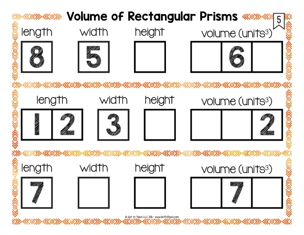 Volume of Rectangular Prisms Math Centers Math Tiles — Image 3