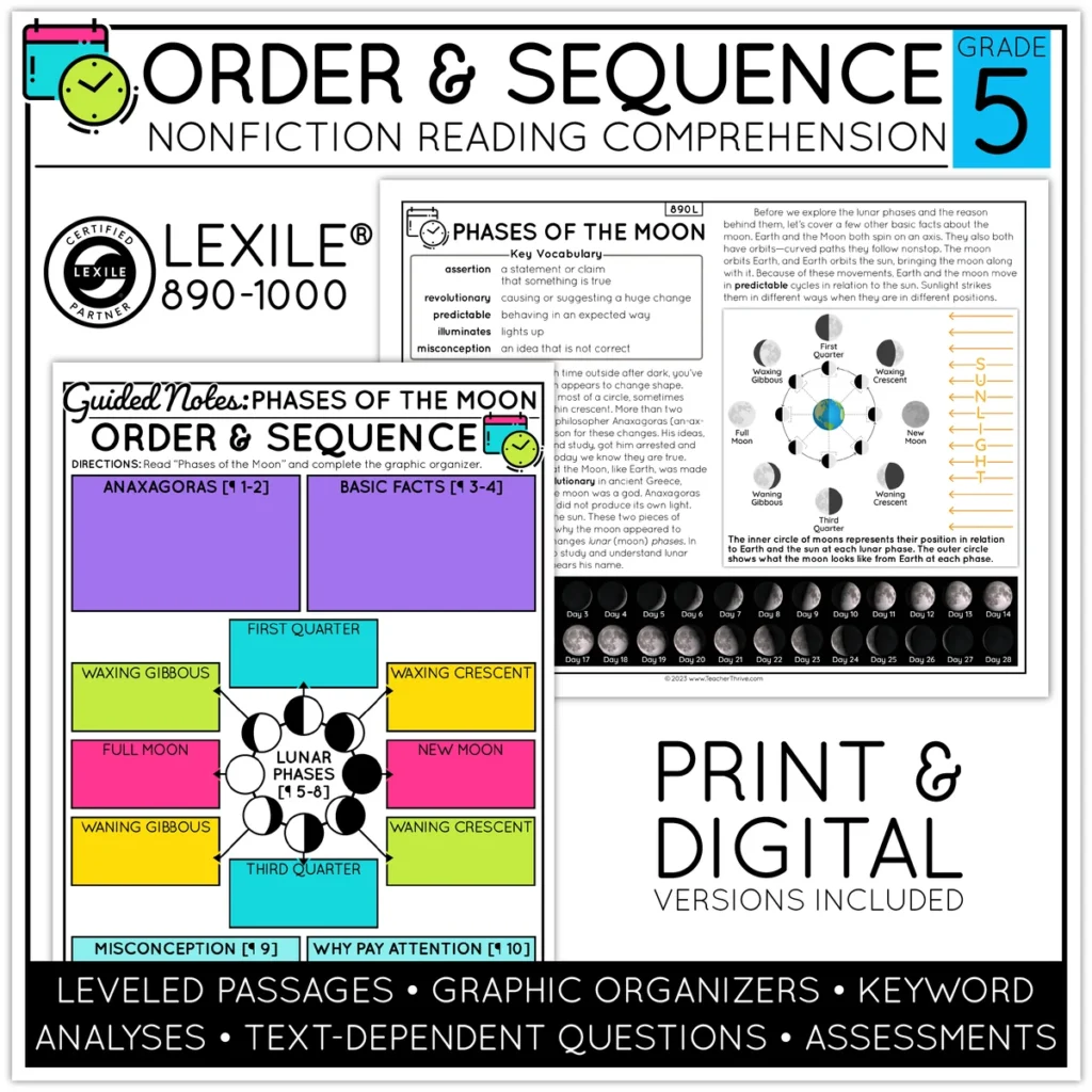 5th Grade Chronological Order Nonfiction Text  Reading Comprehension Passages