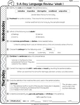 8th Grade Daily Grammar Language Spiral Review Morning Work [Editable] Test Prep — Image 4